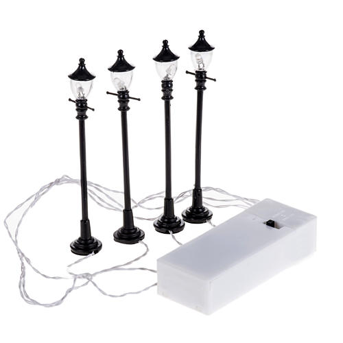 Battery powered street lamps, set of 4, H10cmBattery powered st