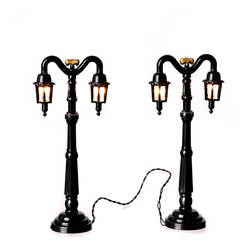 Battery powered street lamps, set of 2, H10cm