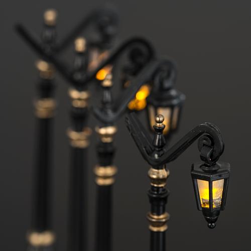 Battery powered street lamps, set of 4, 3x1.5x10cm 4