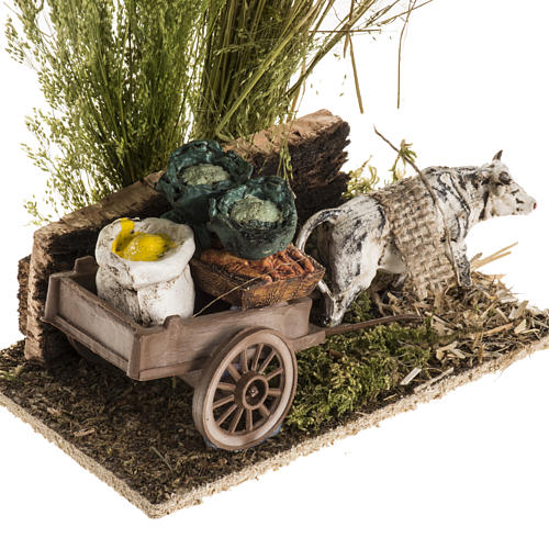 Ox with sacks cart, nativity setting 2