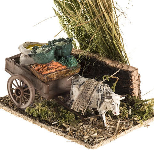 Ox with sacks cart, nativity setting 3