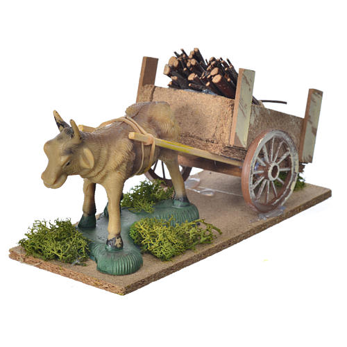 Nativity scene figurines, ox, cart 5