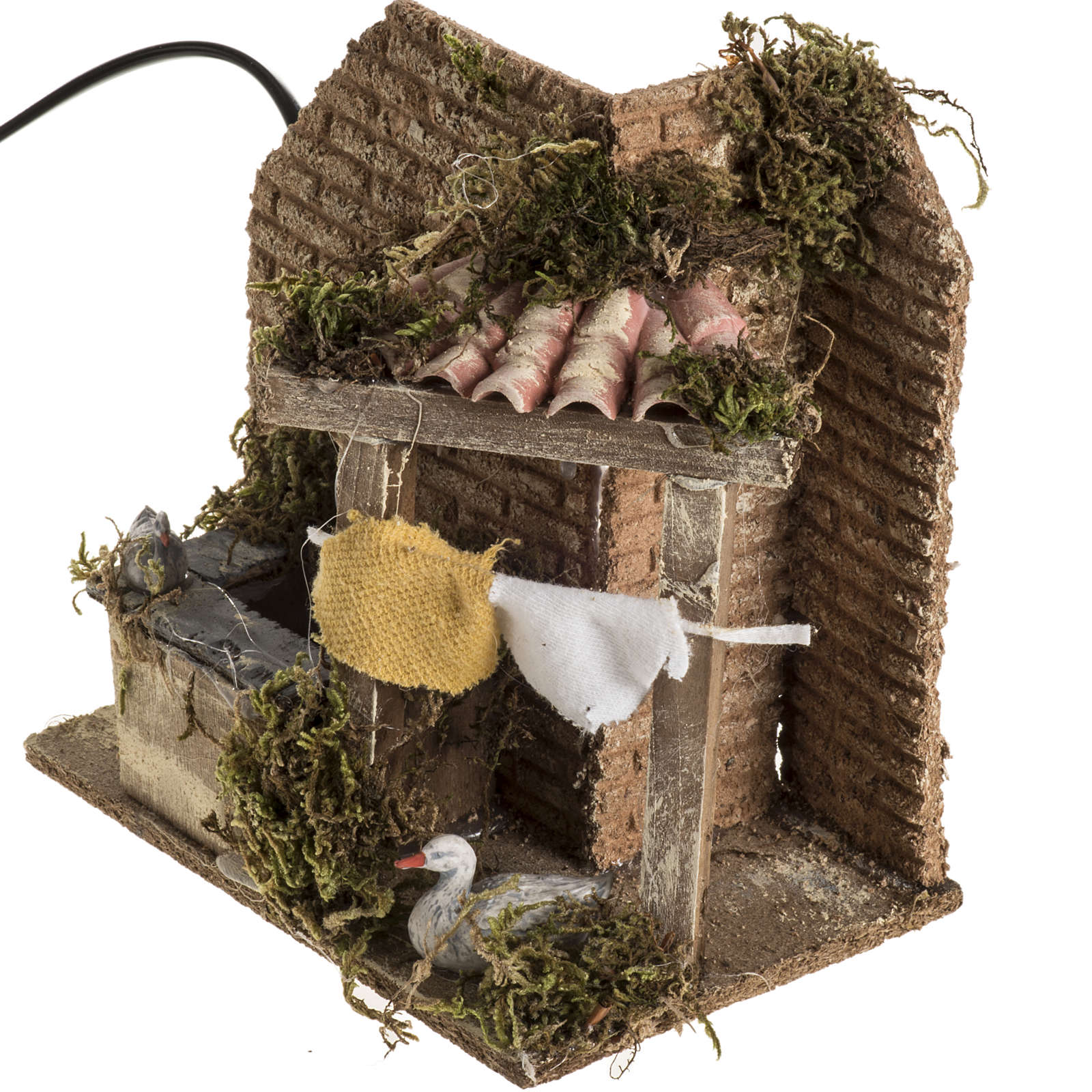 Mini fontaine crèche Noel canard et linge | vente en ligne sur HOLYART