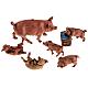 Schwein mit 5 Ferkeln, aus Harz, für Krippe 10 cm s2