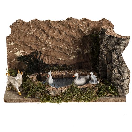 Nativity scene figurines, ducks in the lake and goat 1