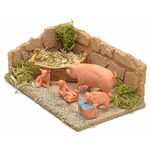 Nativity scene figurines, pigs family 2