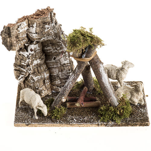 Nativity scene figurines, sheep and dog 1