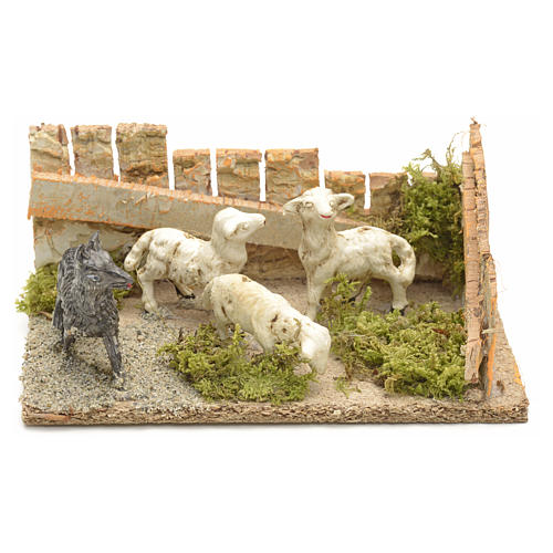Nativity scene figurines, sheep and dog 5