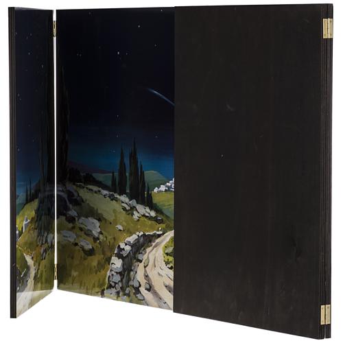 Triptychon aus Holz: Krippen-Hintergrund mit Landschaft 200x70 cm 5