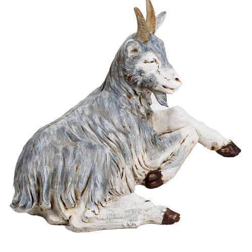 Cabra deitada resina para presépio Fontanini com figuras de altura média 125 cm 4