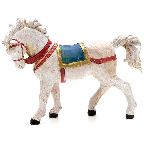 Cavalo branco para Presépio Fontanini com figuras de altura média 12 cm 1