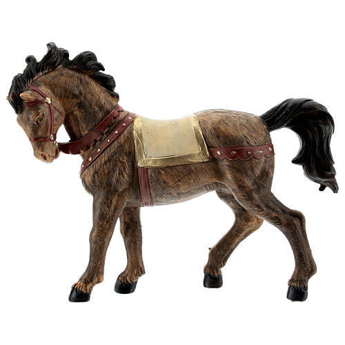 Cavalo com crina preta para Presépio Fontanini com figuras de altura média 12 cm 1