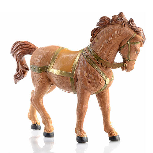 Cavalo castanho para Presépio Fontanini com figuras de altura média 12 cm 1