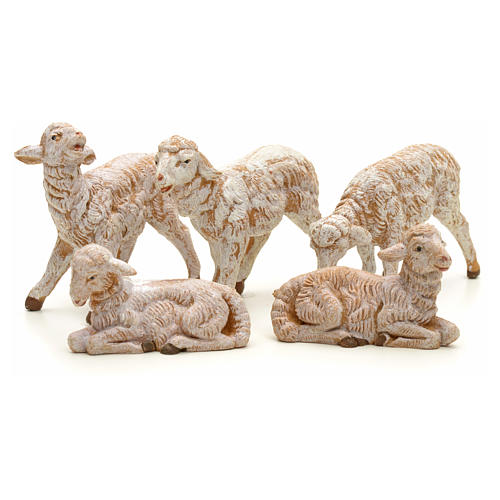 Sheep for nativity of 12cm, Fontanini 5 pieces 2