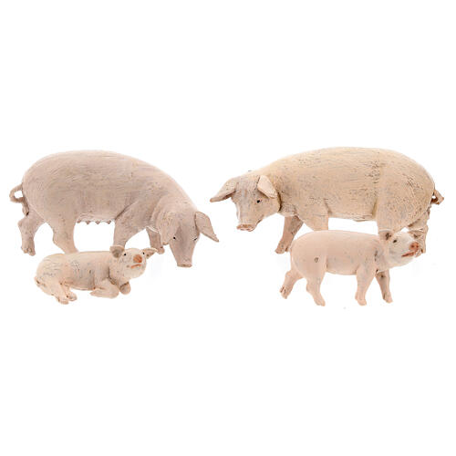 Familie von Schweinen 4 Stücke Fontanini 12 cm 1