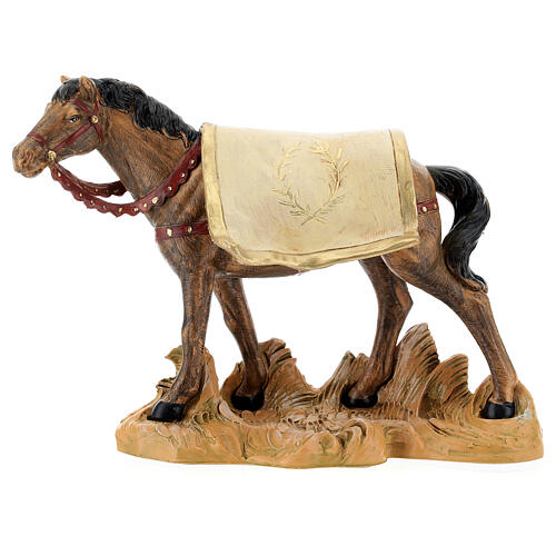 Cavalo preto para Presépio Fontanini com figuras de altura média 19 cm 1