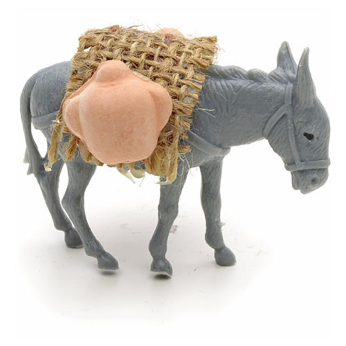 Nativity figurine, donkey with load measuring 10cm 4