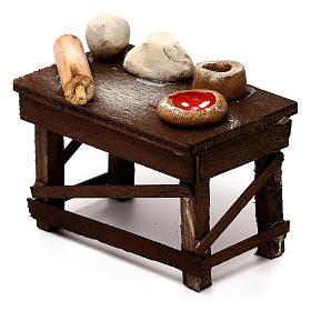 Table pizza en miniature crèche Napolitaine