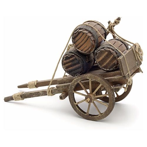 Neapolitan Nativity scene accessory, cart with casks 2