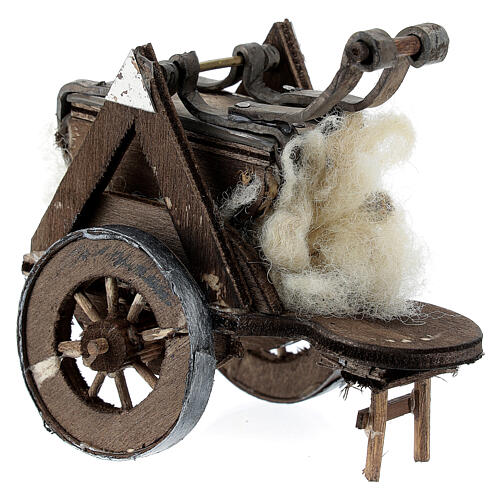 Neapolitan Nativity scene accessory, cart with wool carder 3