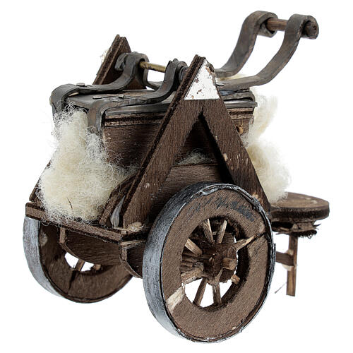 Neapolitan Nativity scene accessory, cart with wool carder 2