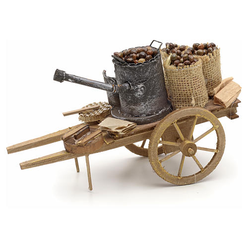 Neapolitan Nativity scene accessory, roasted chestnuts cart 3