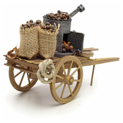 Neapolitan Nativity scene accessory, roasted chestnuts cart 4