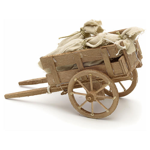 Neapolitan Nativity scene accessory, cart with sacks 2