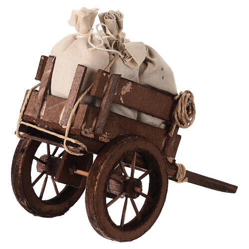 Neapolitan Nativity scene accessory, cart with sacks 3