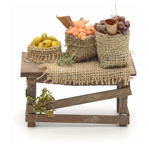 Mesa con sacos de yute pesebre Nápoles 1