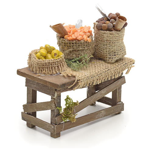 Mesa con sacos de yute pesebre Nápoles 2