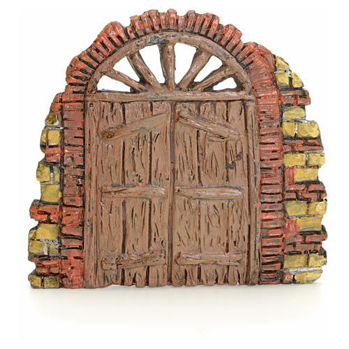 Portão com tijolos presépio 10x11 cm 1