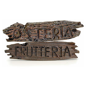 Szyldy sklepowe szopka: Osteria i Frutteria 6x1.5 cm