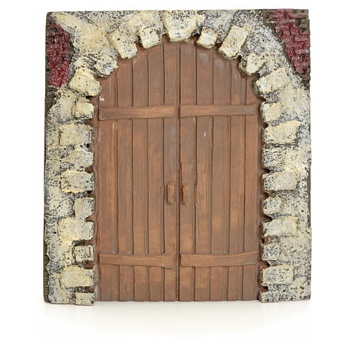 Nativity accessory, resin arched door 15x14cm 1