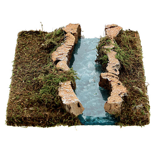 Bras De Rivière Avec Pont Pour Crèche De Noël – Décor En Bois Et Liège 13x16 Cm, Accessoire Modulable FSC