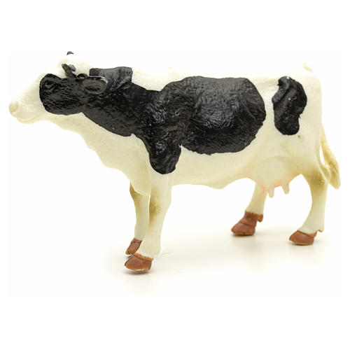 Vaca blanca y negra pesebre 10 cm 4