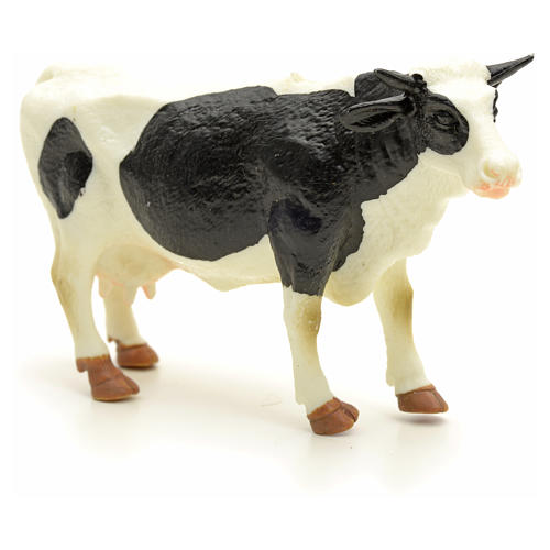 Vaca branca preta presépio 10 cm 3
