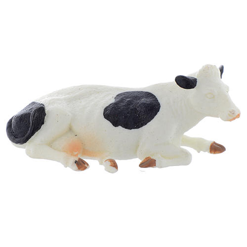 Vaca branca preta presépio 10 cm 5