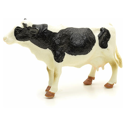 Vaca branca preta presépio 10 cm 2