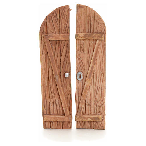 Nativity accessory, resin arched double door 1