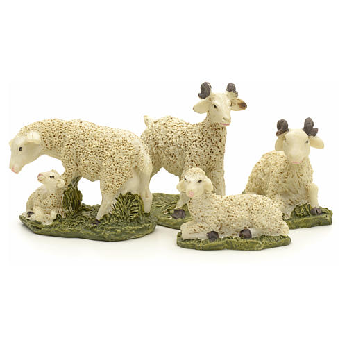 Schafe aus Harz 4 Stk. für Krippe 10 cm groß 2