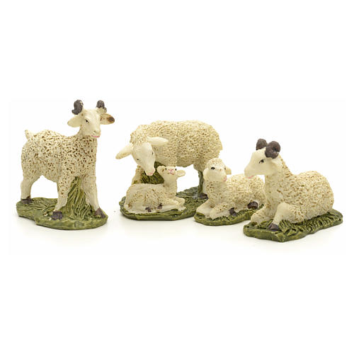 Pecore in resina presepe 10 cm set 4 pz 1