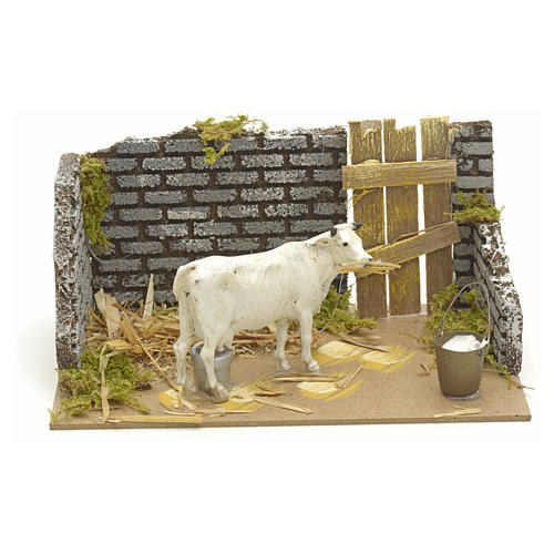 Nativity setting with cow 15x20x12cm 1