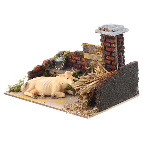 Nativity setting with cow and manger 15x20x12cm 3