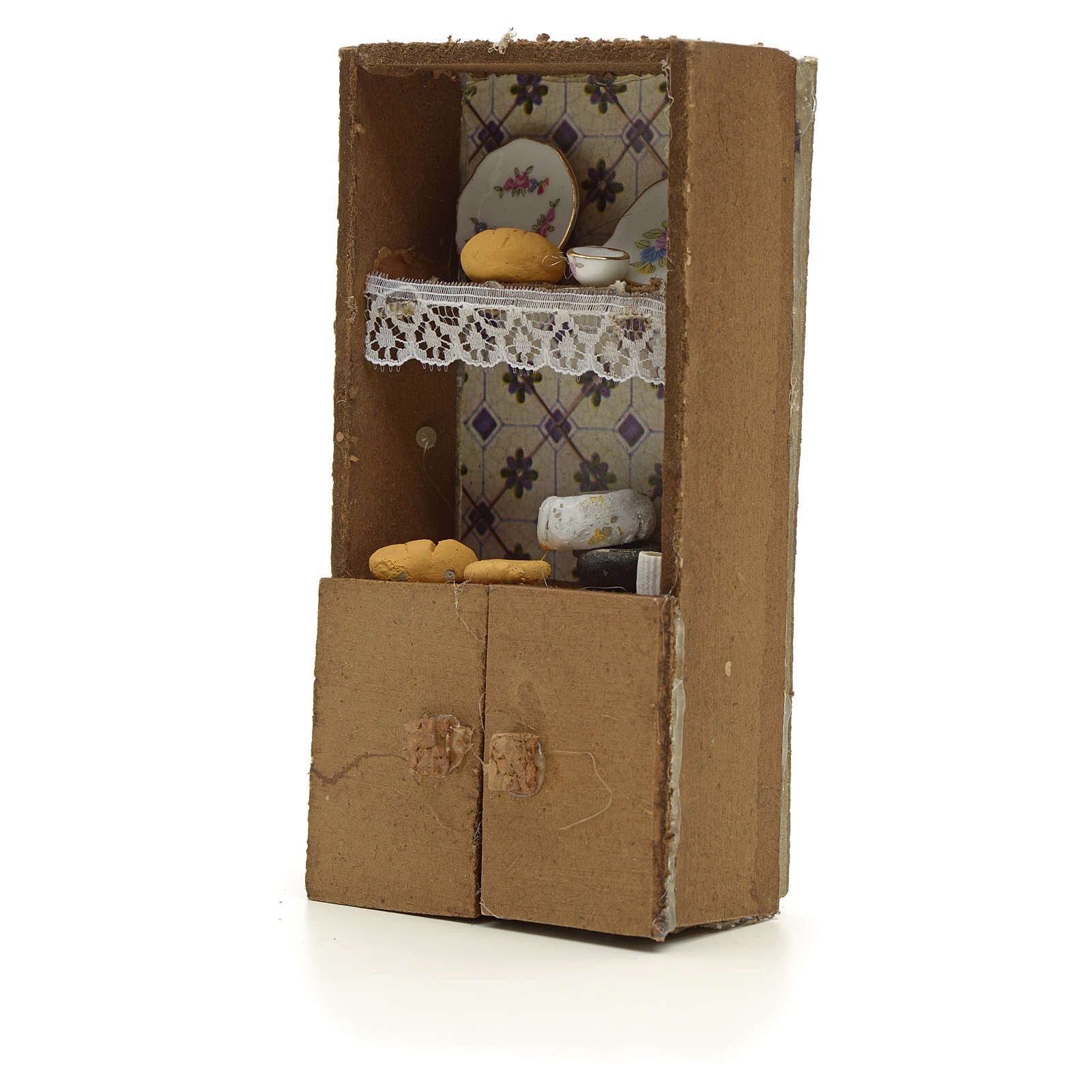 Küchenschrank für Krippe mit Brot und Käse 13x7x2,5cm