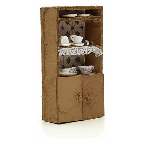 Nativity accessory, cupboard with porcelain cups 13x7x2.5cm 3