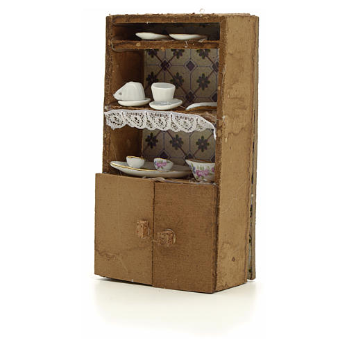 Nativity accessory, cupboard with porcelain cups 13x7x2.5cm 2