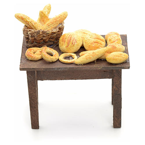 Neapolitan nativity accessory, table with bread basket 12cm 1