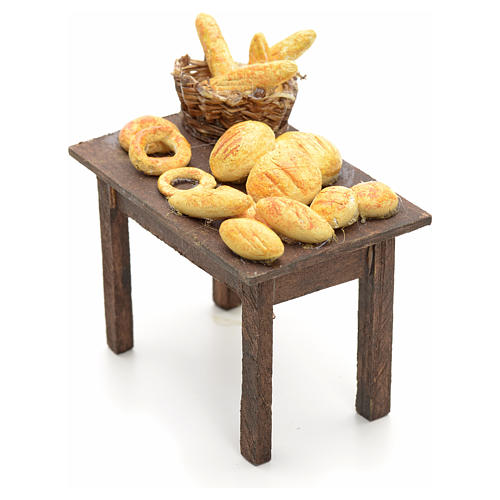 Neapolitan nativity accessory, table with bread basket 12cm 2