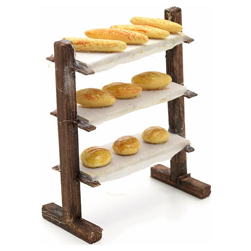 Scaffale con pane presepe napoletano cm 12 2